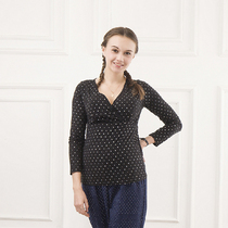 Japanese-style cross-breastfeeding clothing long-sleeved breast-feeding clothing E366