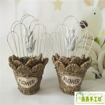 Grass flower basket dried flower basket rattan flower basket retro handicraft
