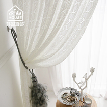 (CreamHouse) Korean White Hollow flower living room bedroom light transmission curtain curtain