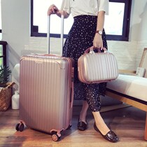 Vintage leather box letter box suitcase password box size fabric Zi mother hand pull box girls Korean version of the suitcase