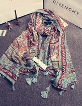 Foreign trade original single national wind scarf female spring and autumn summer silk scarf sunscreen shawl tassel thin literary and artistic cotton Ma Lijiang