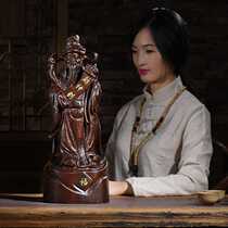 Ebony wood carving literature and Wealth God ornaments Zhaocai town house for solid wood living room decorations mahogany carving process