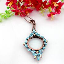 European and American fashion jewelry necklace accessories long summer magnifying glass pendant reading portable retro carved durable