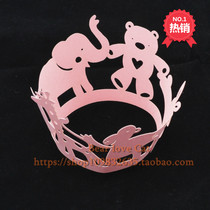 Cute Elephant Bear Hollow Paper Cupcake Beside Baby Full Moon Banquet Birthday Party Dessert Decoration 50 Pieces