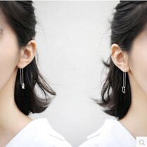 Japanese fresh cute kitten hollow cat fish bone asymmetry S925 sterling silver ear line creative personality female