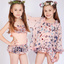 Sunscreen childrens swimsuit Girl one-piece triangle cute baby Student middle and large virgin girl bikini blouse set