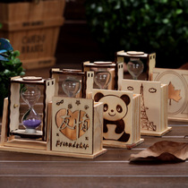 Birthday graduation season gifts for male and female teachers and classmates Simple wooden hourglass pen holder desk decoration Student gifts