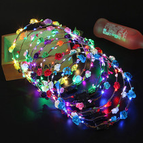 Ten lights glowing wreath headgear bridal wreath children Princess tourist attractions hot sale with lantern flash wreath