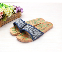 Imported Vietnamese one-word slippers massage base clogs slippers Summer Vietnamese slippers wooden board shoes for men and women home shoes