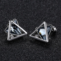 European version double triangular stud earrings temperament earrings female Korean hypoallergenic fashion retro crystal earrings hundred collocation