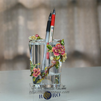 Robbie Rodin new pen holder flower blooming crystal glass enamel office supplies gift ornaments