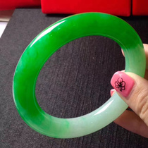 Jade bracelet Myanmar natural A goods round green ice glutinous seed full green old pit thin jade Jade jade bracelet female