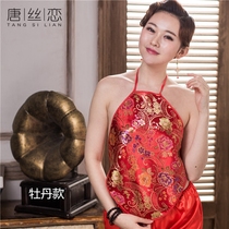 Belly pocket women sexy adult suit Sao classical retro bottoming pajamas brocade ethnic style court dress