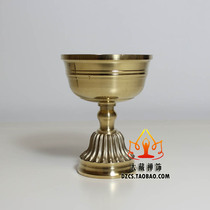 Brass candle ghee lamp holder thick flower feet round bottom outside polished candle holder diameter 9cm height 12 4cm