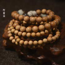 Foze Qingzhai Indian Laoshan Sandalwood mellow old material single circle Buddha bead hand P83 simple mens and womens bracelet