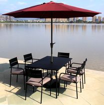 European style iron table and chair coffee shop table and chair combination courtyard outdoor table and chair balcony milk tea shop table and chair umbrella sunshade