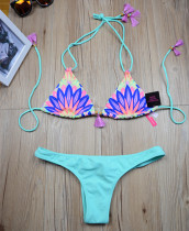 Swimsuit Sexy Limited Edition Sky Blue Color Bikini Triangle Cup Bikini Women T Pants Swimsuit Lace