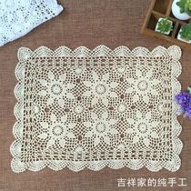 Handmade crochet crochet sofa towel nostalgic vintage cotton woven hollow universal cover towel rectangular rice White