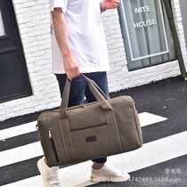 Large capacity canvas bag portable luggage wear-resistant travel shoulder bag mens business travel bag migrant workers big bag