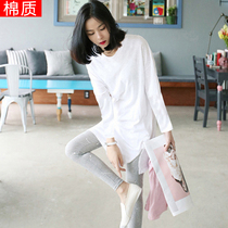 White T-shirt women long sleeve loose T-shirt female base shirt Korean new round neck cotton long Joker top