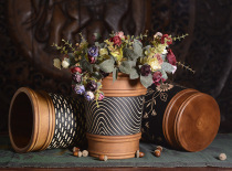 Thai features decorative carved storage barrel Thai Club Hotel Inn room trash can paper basket