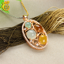 a goods with certificate jade pendant ice species natural womens 925 sterling silver Korean fashion diamond necklace