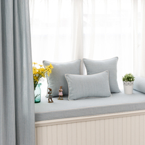 Japanese simple style cotton linen stripe Nordic wind window cushion high density sponge thick card seat cushion window cushion