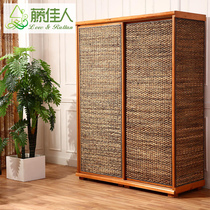 Hotel apartment suite rattan wardrobe rattan furniture rattan wardrobe leisure hotel room push and pull wardrobe TD