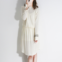 European Light Extravaganza Hand-made Nails Beads Real Silk Mulberry Silk Long Sleeve Womens Dress dress