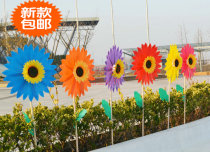 Outdoor Windmill Wholesale Six Color Sunflower Colorful Wood Pole 46cm Sunflower Flower Cartoon Windmill Sunflower Windmill