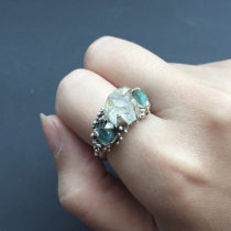 Mermaid ◇ Canadian Handmade White Topa Mermaid Engagement Sterling Silver Ring