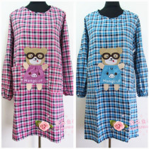Fashion household long-sleeved cotton kitchen apron adult cute with sleeves overcoat ladies anti-fouling overalls anti-dressing