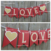 Romantic Seven New Years Valentines Day Red Love Flag Fish Tail Flag Party Supplies Wedding Dress Dress Arrangement Banners Customised