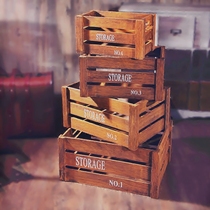 American countryside retro made old Café décor wood frame containing wood strips Showcase Showcase of Photographic Props