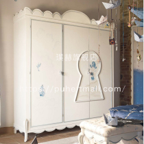 Childrens room girl cartoon wardrobe sliding door princess room hand painted cute solid wood wardrobe bedroom simple European style