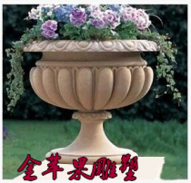 Sandstone relief flower pot sand rock Flower Bowl real estate garden landscape municipal community imitation yellow embroidery stone medium European flower pot