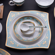 Jingdezhen bone porcelain tableware European household set wedding dishes ceramic banquet plate Rice Bowl plate