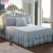 Korean version of Crystal velvet cotton lace bedspread single piece autumn and winter warm thickened bed skirt 1 5 1 8 2 m bed cover