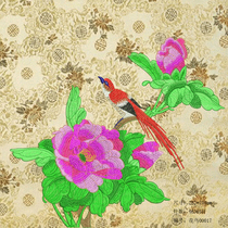 Traditional embroidered flower and bird peony computer plate making with version of computer embroidery emb file non-physical