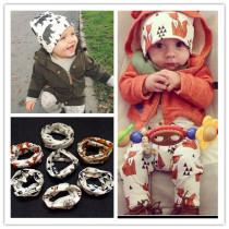 Infant hooded hat children Spring and Autumn Q4 male baby scarf childrens pure cotton cap collar double collar