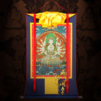 Tibetan Buddhism Zhunti Buddha Mother Thangka painting Brocade National Tang Embroidery Zhunti Bodhisattva Tantric hanging painting