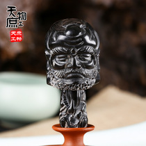 Natural Black Buffalo Horn Engraving Damo One Read Between the Mormon and the Skull Buddha head Three-way-The Hidden S