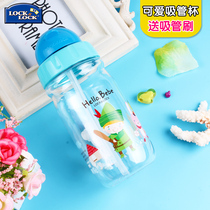 Music button children with straw plastic water Cup summer anti-fall kindergarten mens pot Korean fresh cute Cup