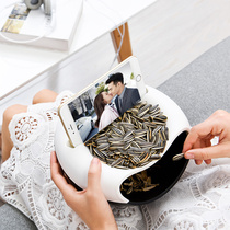 Lazy double layer melon seed plate plastic creative fruit plate living room melon seed candy plate melon seed box