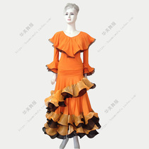 Huamei dance suit Modern dance suit National standard new ballroom dance skirt square dance long dress womens custom