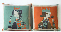 In Green poker king and queen couple handmade creative cotton linen pillow sofa bed cushion waist pillow case