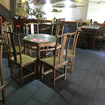 Chinese antique furniture solid wood table Elm Square Table Table dining table and chair combination copper coin eight fairy table