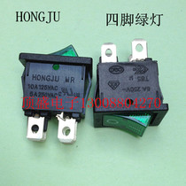 Taiwan HONGJU Four-foot-two-foot print I O with green light boat type switch rocker switch 15 * 21 MR-6