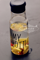 English letter transparent hand Cup student Water Bottle Cup glass cup with tea leak cup cover