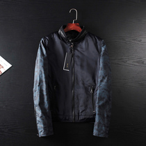 Foreign trade tail single mens coat thin cotton coat Korean version slim winter handsome original single cut label stand-up collar stitching jacket